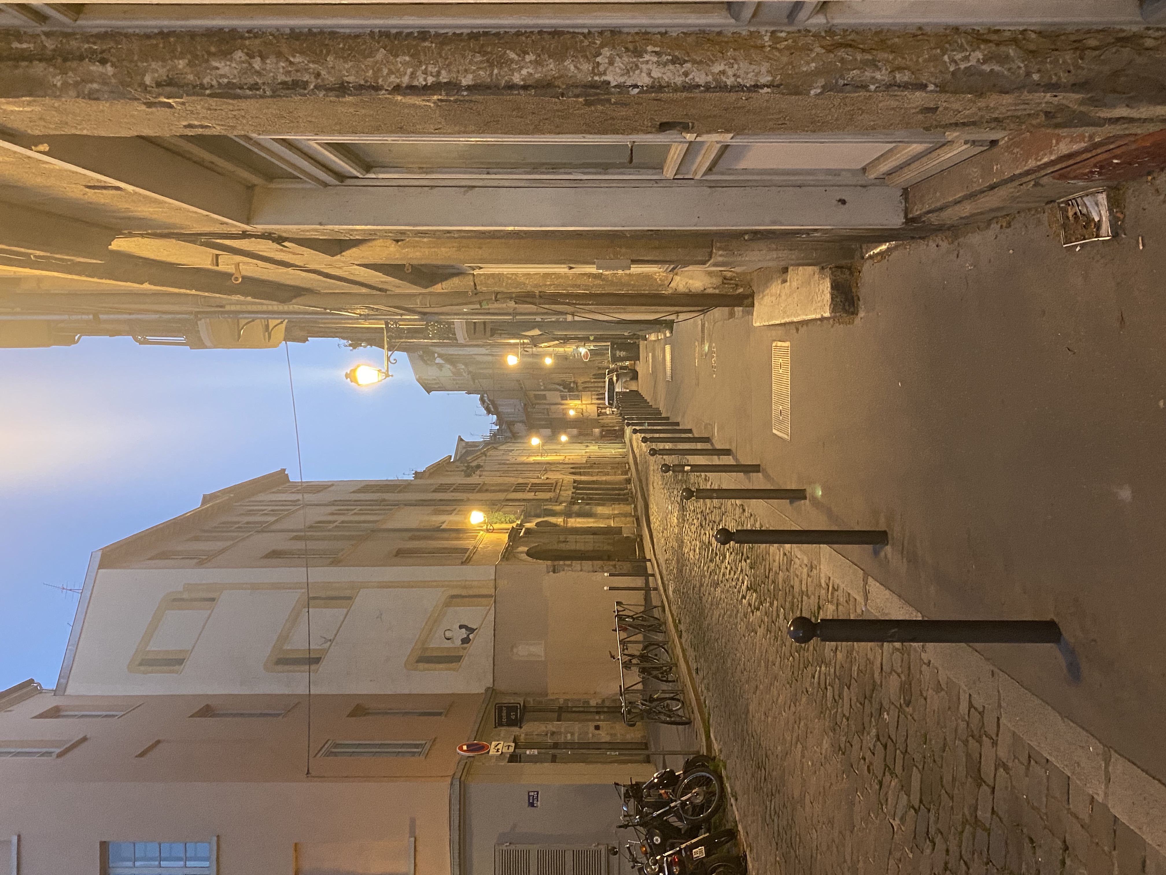 Street in Lyon, France at dusk